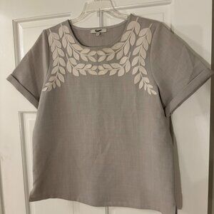 Madewell Gray & White Short-sleeve Top - Size M